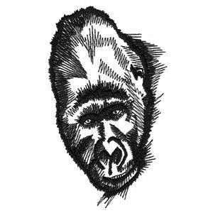 Awesome Gorilla Head Primate Outline Iron on Patch  
