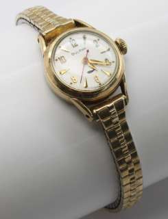   1972 Bulova Whale Sea King Red Hand 10K Yellow RGP Wrist Watch Vintage