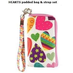  HEARTS padded cell phone bag & strap set 
