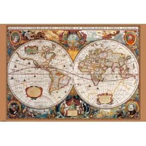  17th Century World Map Collections Poster Print, 36x24 