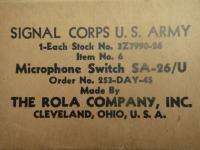 WWII US Army Signal Corps WWII Microphone Switch SA 26/U VTG 1945 