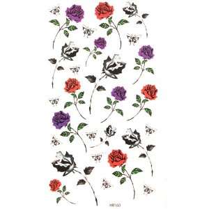   temporary tattoos floral purple roses black and orange roses butterfly
