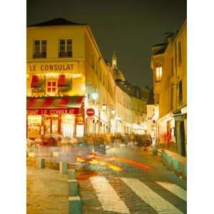 Montmartre Area at Night, Paris, France Premium 