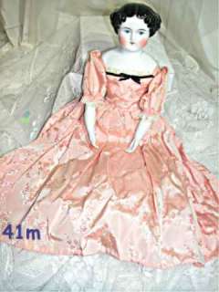   LARGE ANTIQUE CHINA SHOULDER HEAD DOLL WELL DRESSED 23 1860  