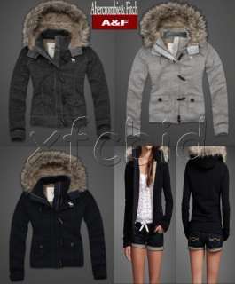 New**Abercrombie & Fitch Womens Kali Faux Fur Trim Jacket/Coat 