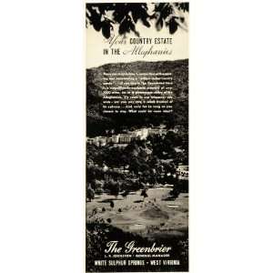   Estate White Springs Alleghenies   Original Print Ad