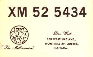 vintage QSL postcard Canada penny one cent Montreal QC  