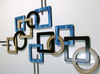 2pc CoNTeMPoRaRY MoDeRN Square Circle ScuLpTures 54x34  