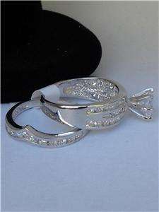   Silver 925 Women Size 9 Brilliant 2 Ring Wedding Set CZ  