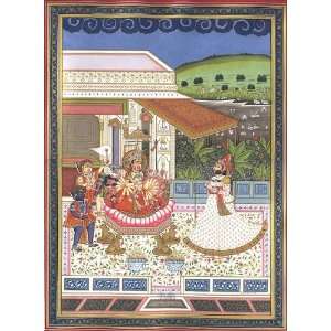  Maharaja Mansingh Worshipping Devi   Watercolor on Paper 