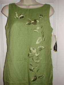 NWT $89 JESSICA HOWARD Long Linen Blend Lime Green Pencil Floral Dress 