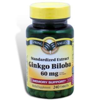 Ginkgo Biloba 60 mg, 240 Tablets   Spring Valley  