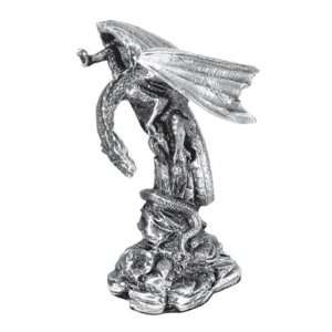  Dragon Perched On Rock   Pewter Collectible Figurine 