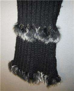 XL Alberto Makali Black Real Rabbit Fur Acrylic Sweatercoat Coat Long 