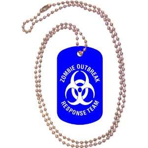  Zombie Outbreak Response Team Blue Dog Tag with Neck Chain 