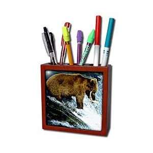 Wild animals   Brown Bear Fishing   Tile Pen Holders 5 inch tile pen 