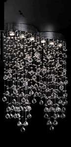 Contemporary 6 Light String Drizzle Crystal Rain Chrome Chandelier 