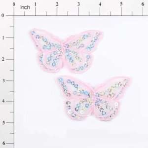  Iron on Sequin Applique Butterfly Pink Each
