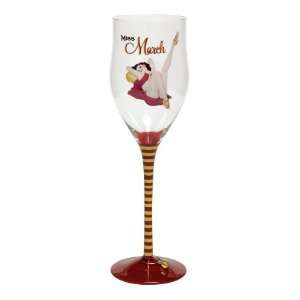   Girl Wine Glass with Beaded Stem Charm, Miss March