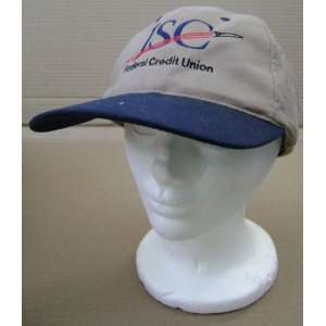  Tan with Navy Blue Visor Baseball Cap / has JSC Federal Credit Union 