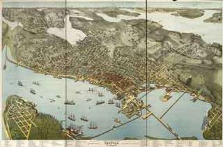 21 Antique Panoramic Maps of Washington State WA on CD  