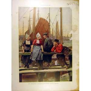  1901 Holland Fishermen Volendam Boat French Print