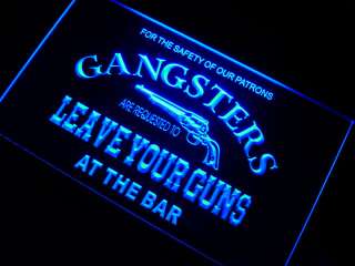 m099 b Gangsters Leave Your Guns at Bar Neon Sign  
