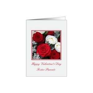Foster Parents Happy Valentines Day red and white roses Card
