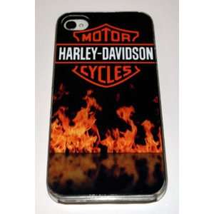 Clear Hard Plastic Case Custom Designed Flaming Harley Davidson Emblem 