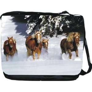  Rikki KnightTM Wild Horses in Snow Design Messenger Bag 