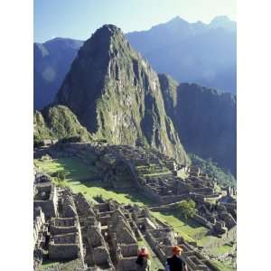 Visitors at the Ancient Ruins of Machu Picchu, Andes Mountains, Peru 