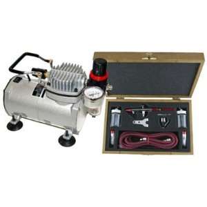 Paasche MIL WOOD SET Airbrushing System with AirBrush Depot 