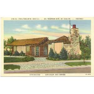 1950s Vintage Postcard Paul Feltmans Grill (105th Street & S. Western 