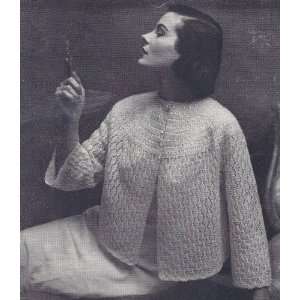 Vintage Knitting PATTERN to make   Knitted Lace Yoke Bed Jacket. NOT a 
