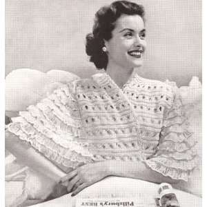 Vintage Knitting PATTERN to make   Knitted Lace Bed Jacket Sweater Top 
