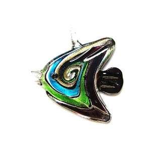  Evening Shade Angel Fish Glass Foil Pendant with Organza 