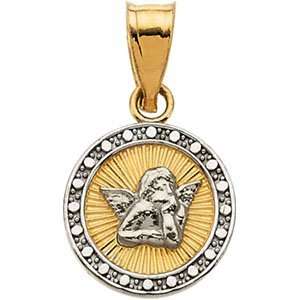    14K Yellow/White Gold 10.50 Mm Two Tone Angel Pendant Jewelry