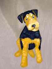 Airedale Terrier Puppy Handpainted Messenger Bag  