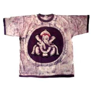 Indian God Deity Ganesha Batik Print Art Ethnic Hippie Unisex Tees 