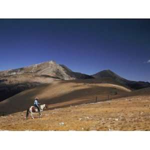 Horseman Views the Truchas Peaks from Above the Timberline Stretched 