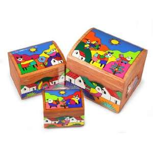  Pinewood boxes, Animal Friends (set of 3)