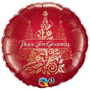  Peace for Goodwill Red Gold Trees Christmas 18 Balloon 