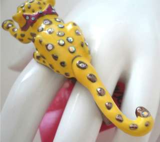 BETSEY JOHNSON VIVA LA BETSEY YELLOW TIGER DOUBLE TWO FINGER RING NEW 