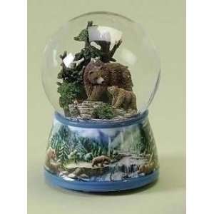 Brown Bear Scenic Christmas Snow Globe Glitterdome 