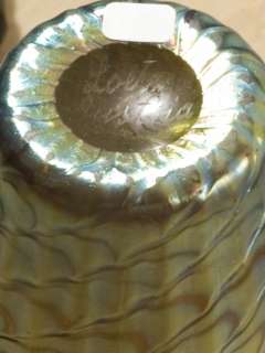 Signed Silvery Blue Iridescent Loetz Vase dated 1899  