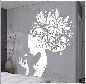 Vinyl Wall decal stickers flower decor fairy white,red  