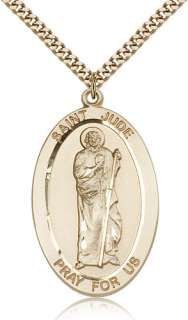 St. Large 1 5/8 12K Gold fill Saint Jude Medal Necklac  