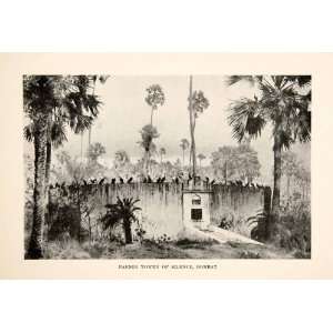 1907 Print Parsee Tower Silence Bombay India Dakhma Zoroastrains Dead 