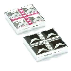  2 Aristo Crystal Pill Boxes Clear/pink & Black/clear 