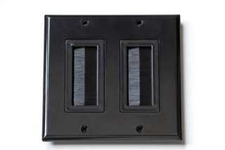 Black Double Brush Wall Plate Audio Video Wall Plate  